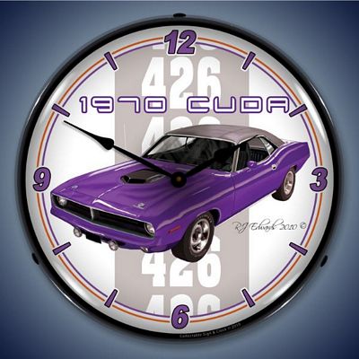 1970 Hemi Cuda Lighted Wall Clock