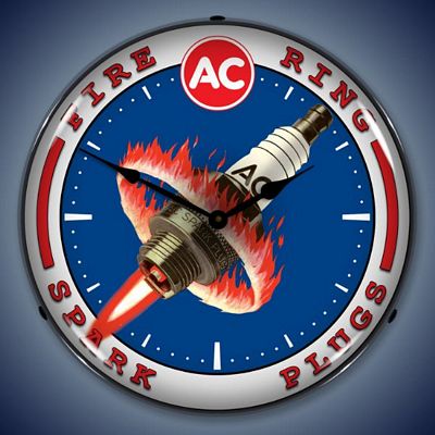 AC Spark Plug Lighted Wall Clock