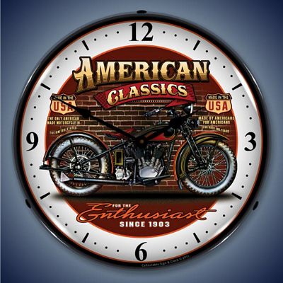 American Classic Motorcycle Lighted Wall Clock
