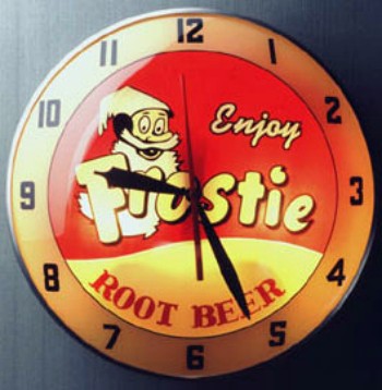 FROSTIE ROOTBEER DOUBLE BUBBLE RETRO STYLE CLOCK BY AMERICAN RETRO