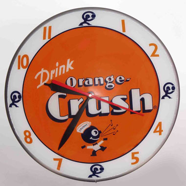ORANGE CRUSH DOUBLE BUBBLE RETRO STYLE CLOCK BY AMERICAN RETRO