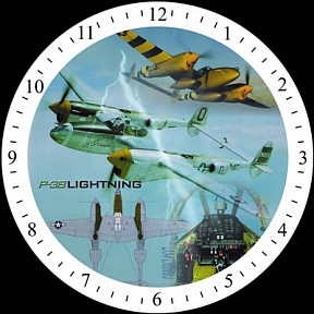 P-38 LIGHTNING AIRCRAFT WALL CLOCK