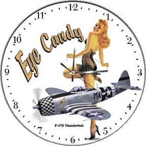 P-47D THUNDERBOLT EYE CANDY NOSE ART AIRCRAFT WALL CLOCK