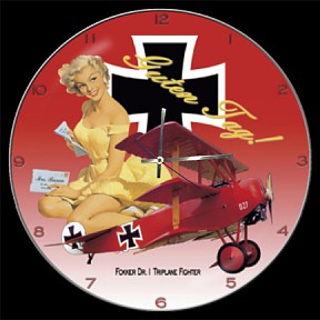 FOKKER Dr.1 TRIPLE FIGHTER GUTEN TAG NOSE ART AIRCRAFT WALL CLOCK