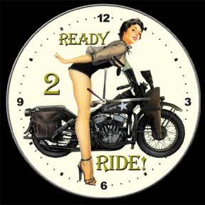 READY TO RIDE US ARMY NOSE ART AIRCRAFT WALL CLOCK