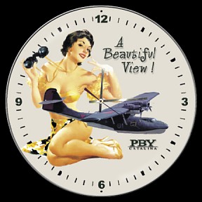 PBY CATALINA A BEAUTIFUL VIEW NOSE ART AIRCRAFT WALL CLOCK