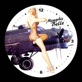 B-17 MEMPHIS BELLE NOSE ART AIRCRAFT WALL CLOCK