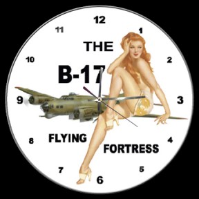 B-17 FLYING FORTRESS NOSE ART AIRCRAFT WALL CLOCK