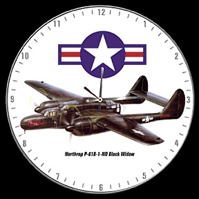 P-61 BLACK WIDOW AIRCRAFT WALL CLOCK