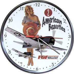 F6F HELLCAT 2 AMERICAN BEAUTIES AIRCRAFT WALL CLOCK