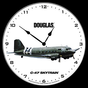 DOUGLAS C-47 SKYTRAIN AIRCRAFT WALL CLOCK