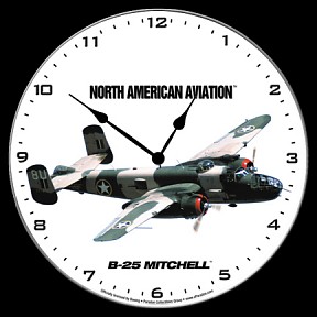 NORTH AMERICAN B-25 MITCHELL AIRCRAFT WALL CLOCK
