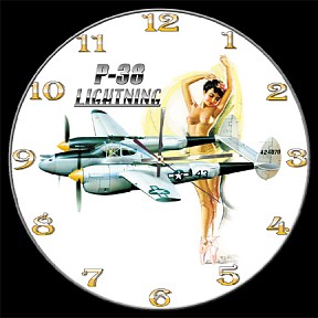 P-38 LIGHTNING NOSE ART AIRCRAFT WALL CLOCK