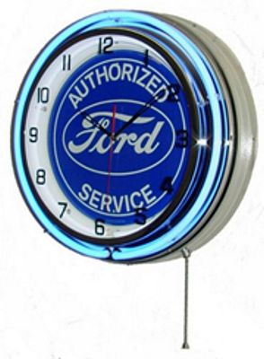 AUTHORIZED FORD SERVICE DOUBLE NEON WALL CLOCK