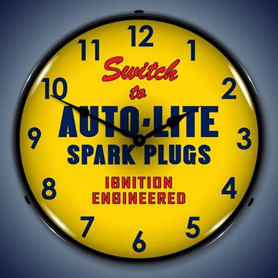 Auto-Lite Spark Plugs Lighted Wall Clock