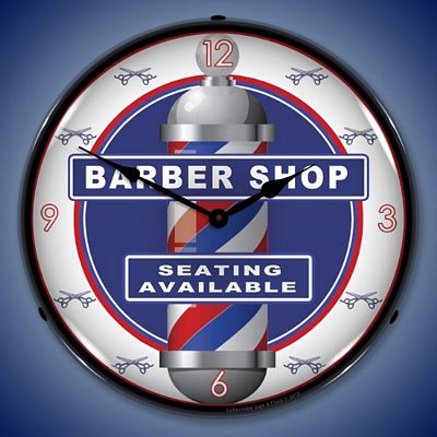 Barber Shop Clock Lighted Wall Clock