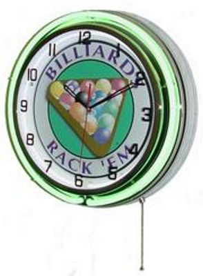 Billiards Rack Em Double Neon Wall Clock