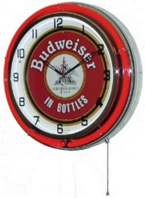 Budweiser In Bottles Double Neon Wall Clock