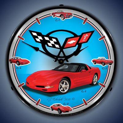 C5 Corvette History Lighted Wall Clock