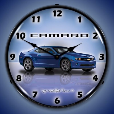 Camaro G5 Imperial Blue Lighted Wall Clock