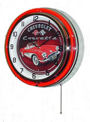 Chevrolet Corvette Double Neon Wall Clock