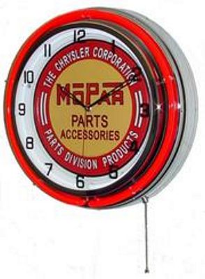 Chrysler Mopar Parts Double Neon Wall Clock