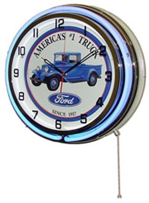 Ford Americas Truck Double Neon Wall Clock