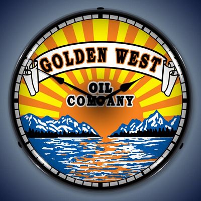 Golden West Gasoline Lighted Wall Clock