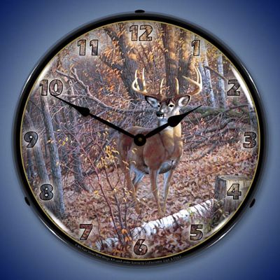 Great Eight Whitetail Deer By Michael Sieve Lighted Wall Clock