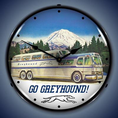 Go Greyhound Bus Lighted Wall Clock
