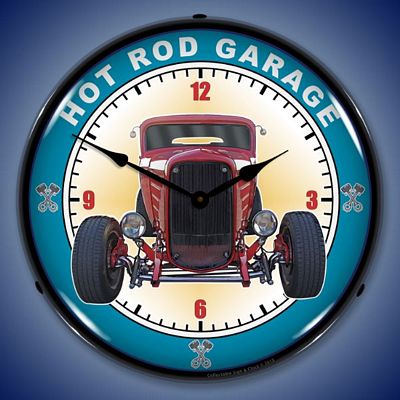 Hot Rod Garage Lighted Wall Clock