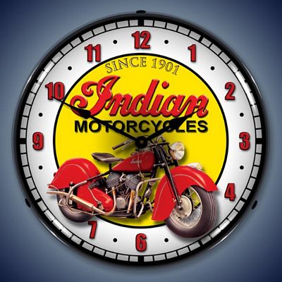 Indian Motorcycle Lighted Wall Clock