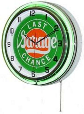 Last Chance Garage Double Neon Wall Clock