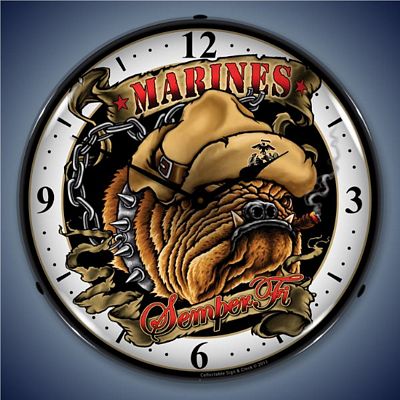 Semper Fi Marines Lighted Wall Clock