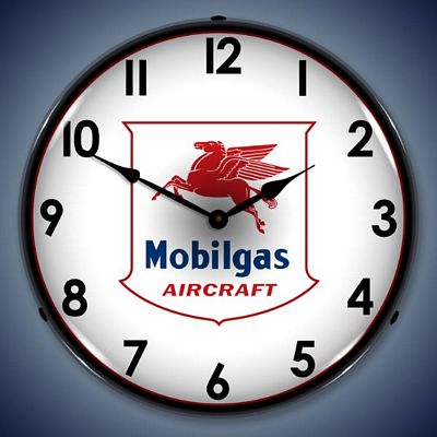 Mobil Gas Aircraft Lighted Wall Clock