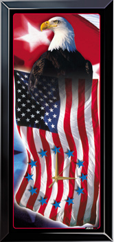 PATRIOTIC FLAG/EAGLE WALL CLOCK
