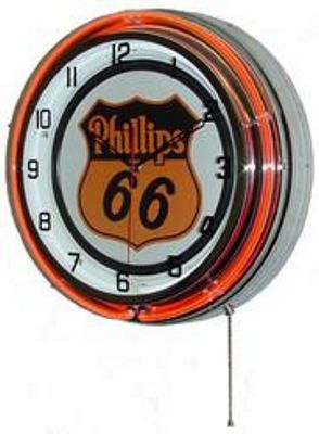 Phillips 66 Road Sign Style Double Neon Wall Clock