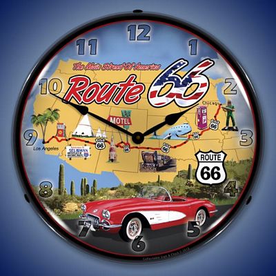 Route 66 USA Lighted Wall Clock