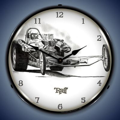 Rail Drag Racer Lighted Wall Clock