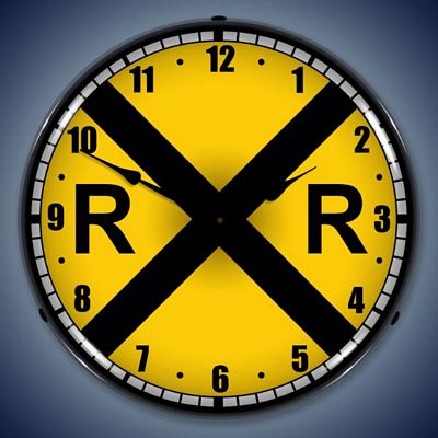 Railroad Crossing Lighted Wall Clock