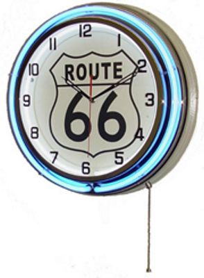 Route 66 Double Neon Wall Clock