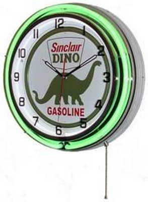 Sinclair Dino Gasoline Double Neon Wall Clock