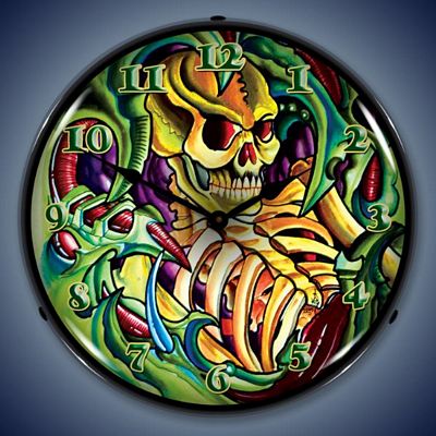 Tattoo Skull Lighted Wall Clock