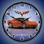 C6 Corvette Inferno Orange Lighted Wall Clock