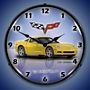 C6 Corvette Velocity Yellow Lighted Wall Clock