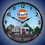 Gulf Station Lighted Wall Clock