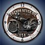 Legends Never Die Motorcycle Lighted Wall Clock