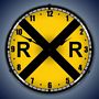 Railroad Crossing Lighted Wall Clock