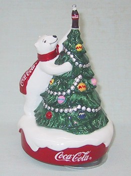 COCA-COLA POLAR BEAR TRIMMING CHRISTMAS TREE MUSICAL FIGURINE