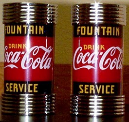 COCA-COLA FOUNTAIN SERVICE SALT AND PEPPER SHAKERS